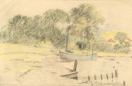 George William Collins (1863-1949) - Four c. 1939 Coloured Pencils, Landscapes
