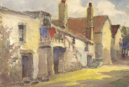 George William Collins (1863-1949) - Watercolour, Village Street Scene