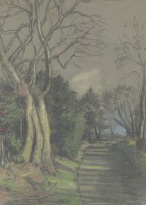George William Collins (1863-1949) - Crayon, Woodland Landscape