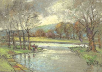 George William Collins (1863-1949) - Pastel, West Farnham, Kent