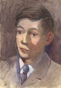 George William Collins (1863-1949) - Watercolour, Portrait of a Young Man