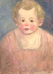 George William Collins (1863-1949) - 1928 Oil, Portrait of a Baby