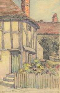 George William Collins (1863-1949) - 1939 Crayon, House at Oxted, Kent