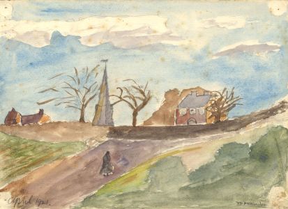 Jean Dryden Alexander (1911-1994) - Signed Watercolour, Figure on a Lane