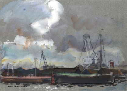 Jean Dryden Alexander (1911-1994) - 1977 Mixed Media, Ipswich Docks