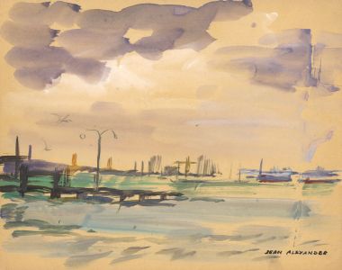 Jean Dryden Alexander (1911-1994) - 1969 Watercolour, Quayside Harwich