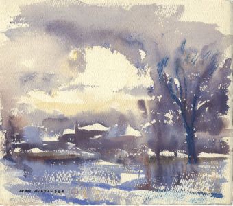 Jean Dryden Alexander (1911-1994) - Signed Watercolour, Purple Landscape