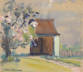 Jean Dryden Alexander (1911-1994) - Signed Gouache, House by a Tree 