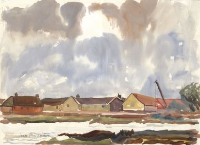 Jean Dryden Alexander (1911-1994) - 1988 Gouache, Across the Old Mill Pond