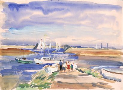 Jean Dryden Alexander (1911-1994) - 1991 Gouache, The Hard, Walton