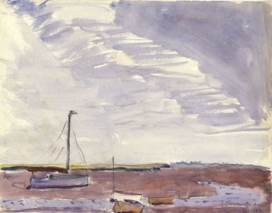 Jean Dryden Alexander (1911-1994) - 1923 Watercolour, Boats by the Coast