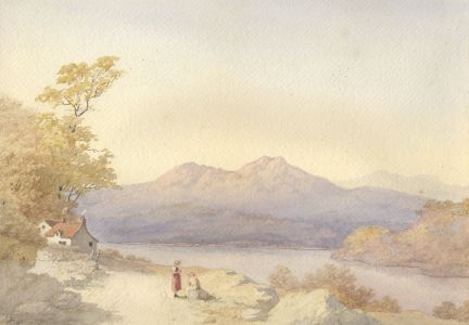 G. Bartlett - Late 19th Century Watercolour, Mountain Landscape with Figures