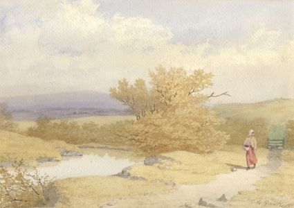 G. Bartlett - Signed Late 19th Century Watercolour, Figure on a Path by a Lake