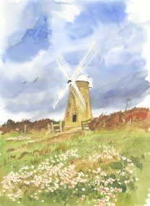 Robert T. Blayney (1929-2016) - Mid 20th Century Watercolour, Windmill View