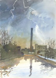Robert T. Blayney (1929-2016) - Mid 20th Century Watercolour, River Lightning