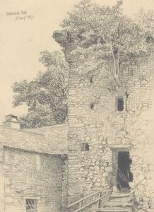 1871 Graphite Drawing - Kentmere Hall
