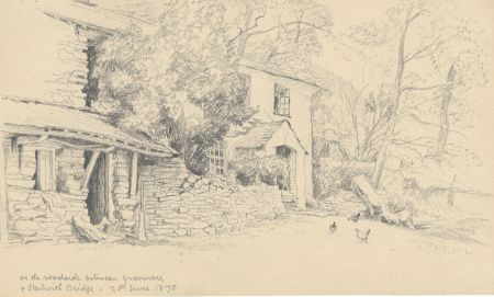 1870 Graphite Drawing - Between Grasmere and Skalwith Bridge