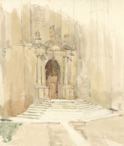 Mid 19th Century Watercolour - Church Door
