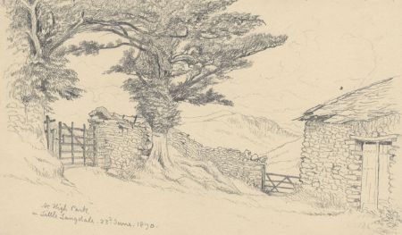 1870 Graphite Drawing - Little Langdale