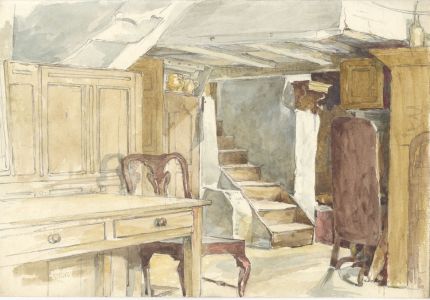 Mid 19th Century Watercolour - Interior Scene
