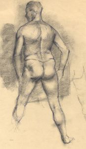 Peter Collins ARCA - c.1970s Mixed Media, Male Nude from Behind