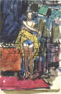 Peter Collins ARCA - c.1970s Mixed Media, Woman Undressing