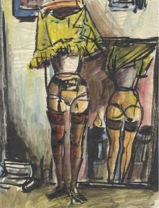 Peter Collins ARCA - c.1970s Mixed Media, Woman Undressing