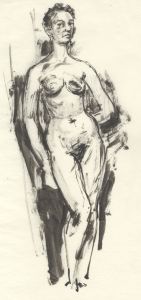 Peter Collins ARCA - c.1970s India Ink, Female Nude