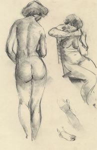 Peter Collins ARCA - c.1970s Charcoal Drawing, Nude Studies