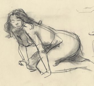 Peter Collins ARCA - c.1970s Charcoal Drawing, Studies of Nude on All Fours