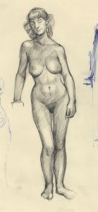 Peter Collins ARCA - c.1970s Charcoal Drawing, Female Nude Studies
