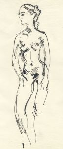 Peter Collins ARCA - c.1970s India Ink, Female Nude