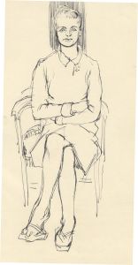 Peter Collins ARCA - c.1970s Pen and Ink Drawing, Portrait of a Seated Woman