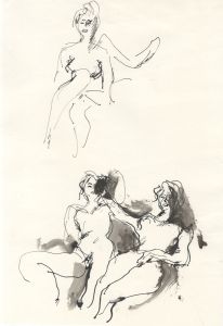 Peter Collins ARCA - c.1970s India Ink, Female Nudes