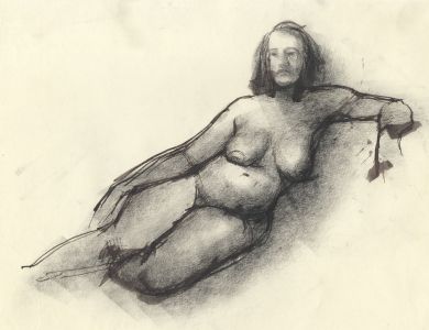 Peter Collins ARCA - c.1970s India Ink, Reclining Nude