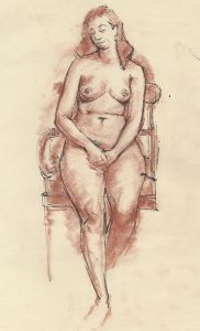 Peter Collins ARCA - c.1970s Mixed Media, Seated Female Nude