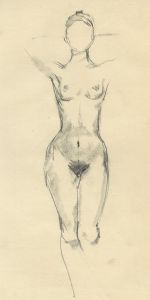 Peter Collins ARCA - c.1970s Charcoal Drawing, Nude Study