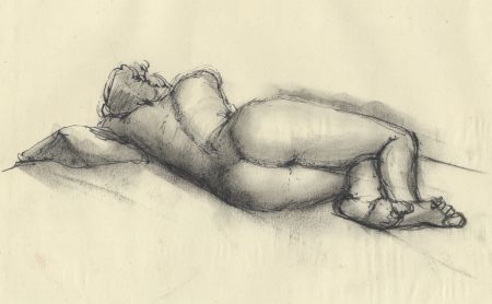 Peter Collins ARCA - c.1970s Charcoal Drawing, Nude Study