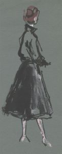 Peter Collins ARCA - c.1970s India Ink, Woman Wearing Full Skirt