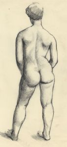 Peter Collins ARCA - c.1970s Pen and Ink Drawing, Male Nude