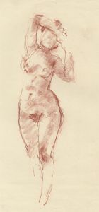 Peter Collins ARCA - c.1970s Sanguine, Expressionist Nude Study