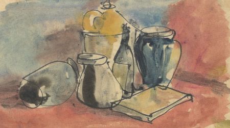 Peter Collins ARCA - Signed c.1970s Watercolour, Still Life with Vases