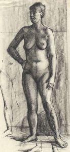 Peter Collins ARCA - c.1970s Pen and Ink Drawing, Full Length Nude Study