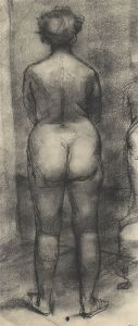 Peter Collins ARCA - Signed c.1970s Pen and Ink Drawing, Full Length Nude Study