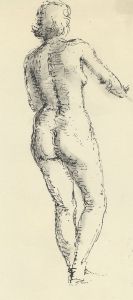Peter Collins ARCA - c.1970s Pen and Ink Drawing, Full Length Nude Study