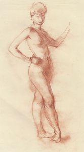 Peter Collins ARCA - c.1970s Sanguine, Full Length Nude Study