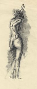 Peter Collins ARCA - c.1970s Charcoal Drawing, Full Length Nude Study