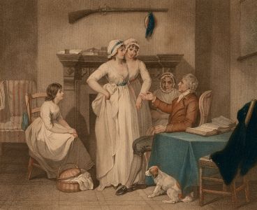 19th Century Aquatint - Family Interior Scene