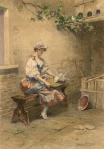 After Daniel Hernandez - Early 20th Century Restrike Etching, Mes Colombes