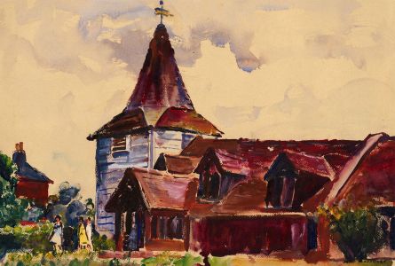 Jean Dryden Alexander (1911-1994) - Mid 20th Century Gouache, Greenstead Church